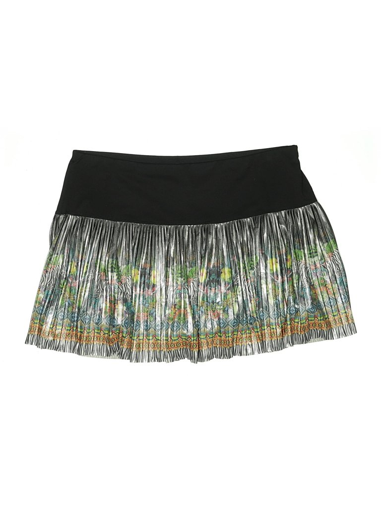 Lucky In Love Skort Pleated Tennis Skirt Xl Black Multi Novelty Long Wild Card